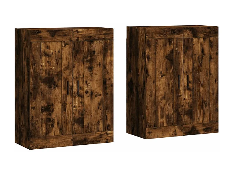 Armoires murales 2 pcs chêne fumé bois d'ingénierie