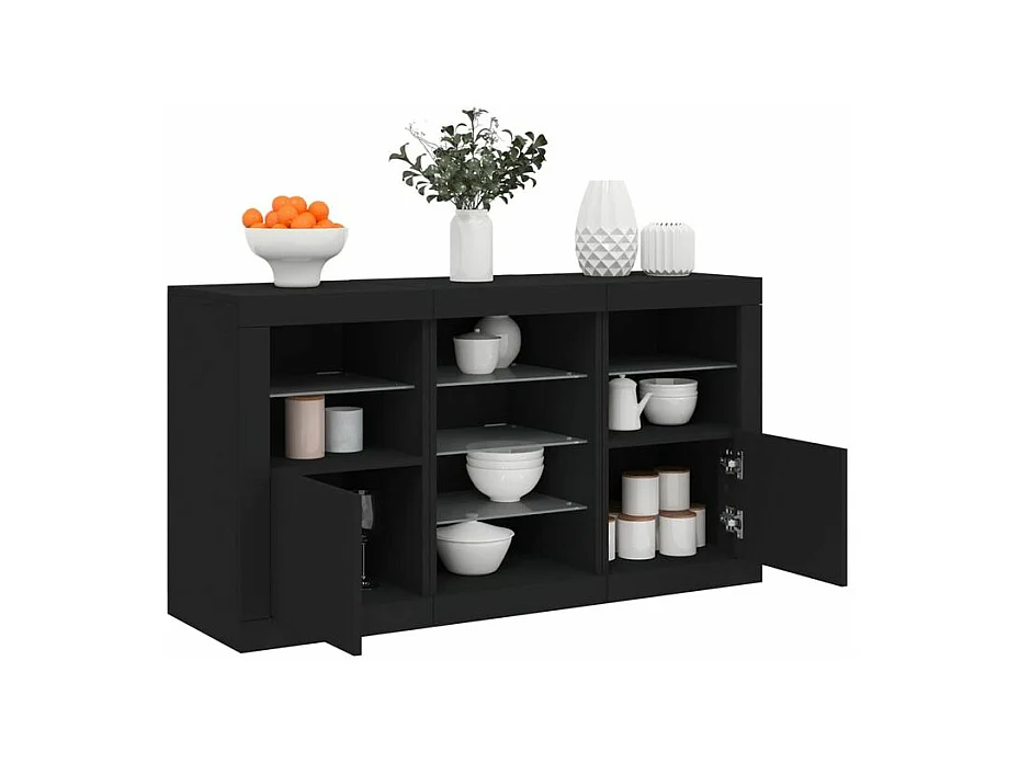 Buffet avec lumières LED noir 123x37x67