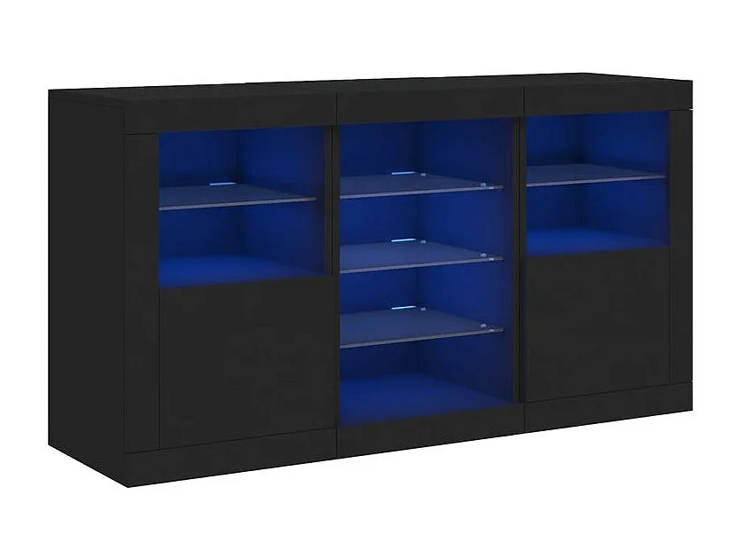 Buffet avec lumières LED noir 123x37x67