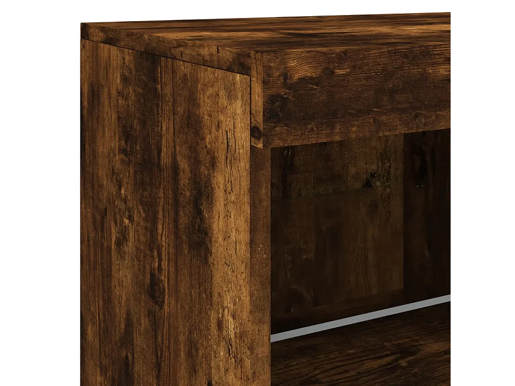 Buffet avec lumières LED chêne fumé 81x37x67
