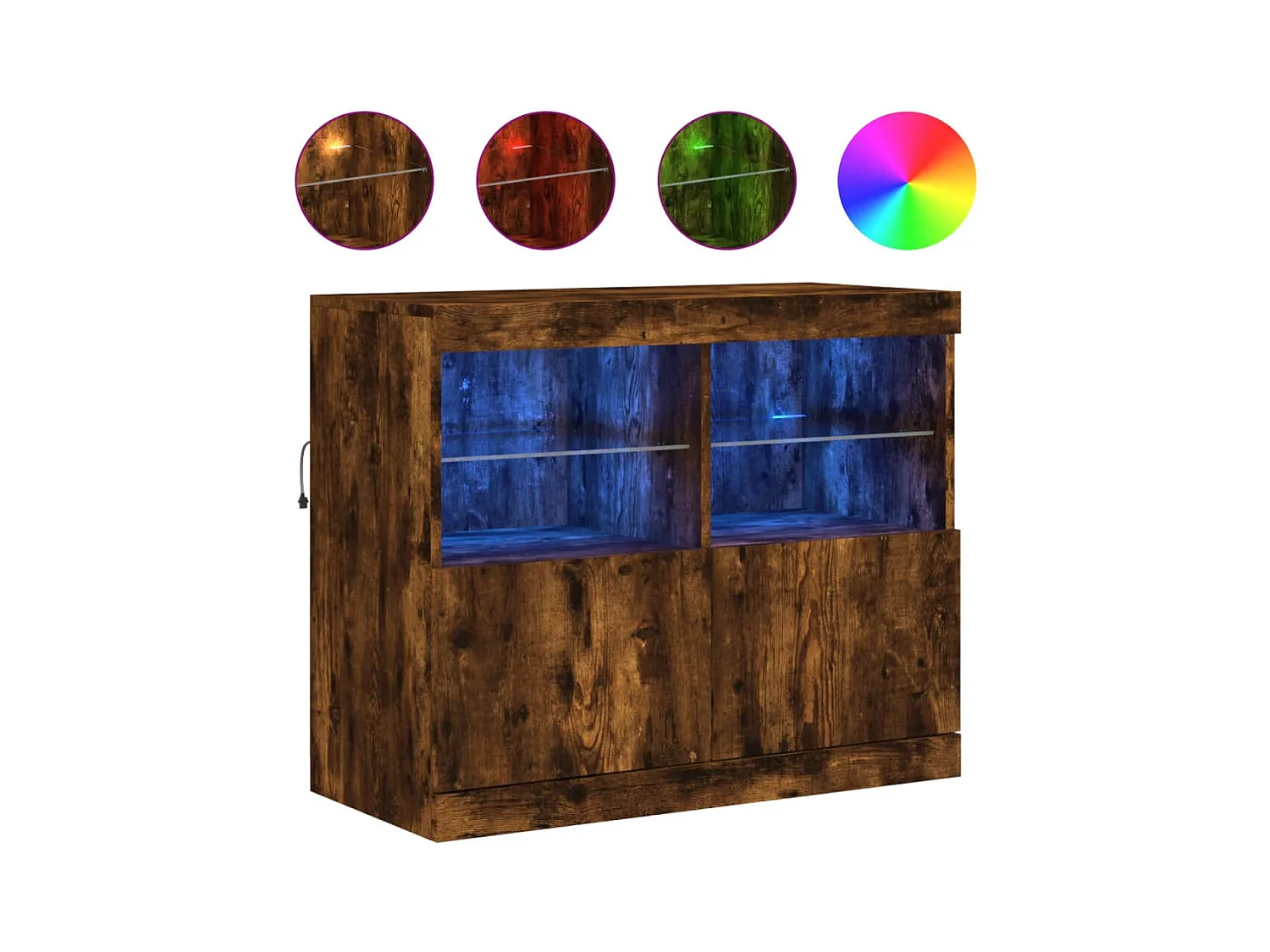 Buffet avec lumières LED chêne fumé 81x37x67