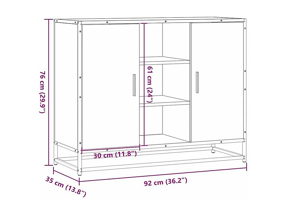Buffet chêne marron 92x35x76 Bois d'ingénierie