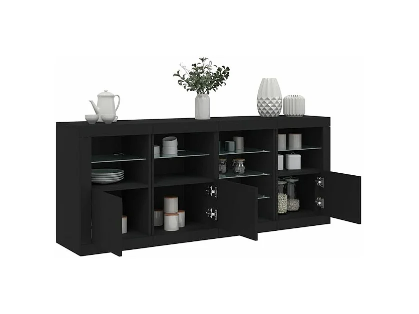 Buffet avec lumières LED noir 164x37x67