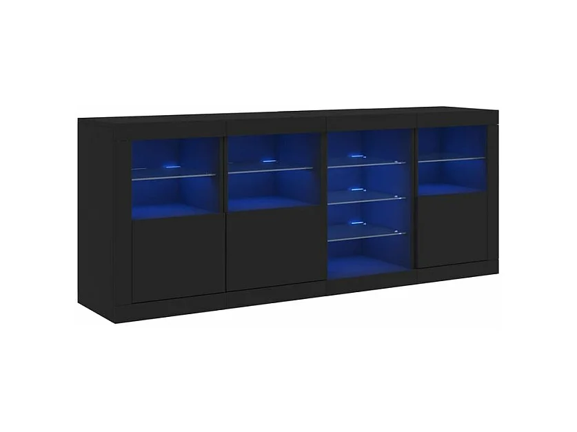 Buffet avec lumières LED noir 164x37x67