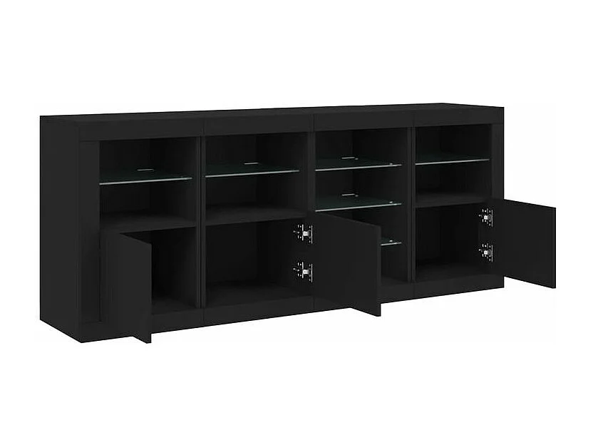 Buffet avec lumières LED noir 164x37x67