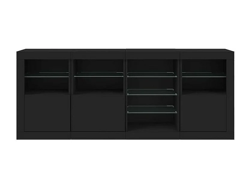 Buffet avec lumières LED noir 164x37x67