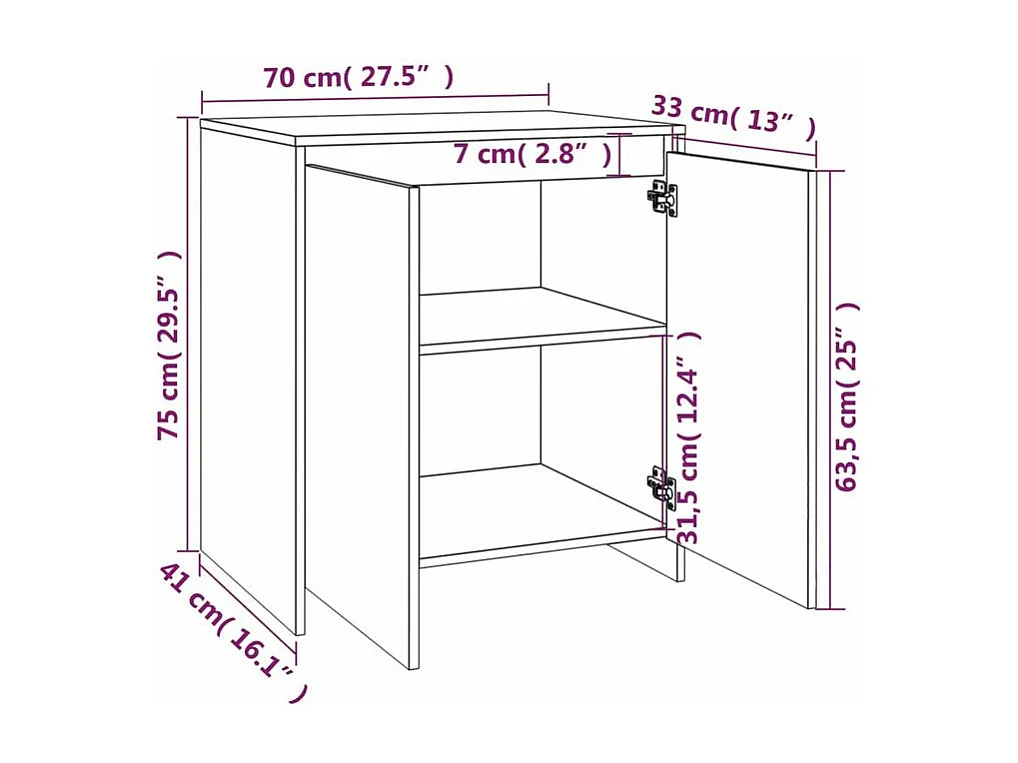 Buffets 2 pcs Blanc Bois d'ingénierie