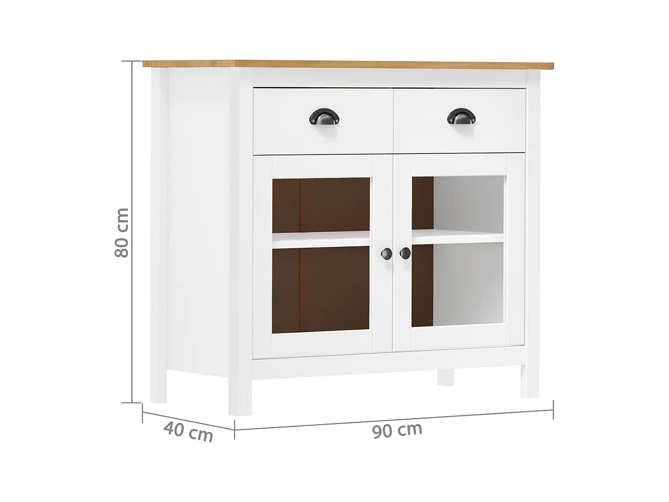 Buffet Hill Range Blanc 90x40x80 Bois de pin solide 2