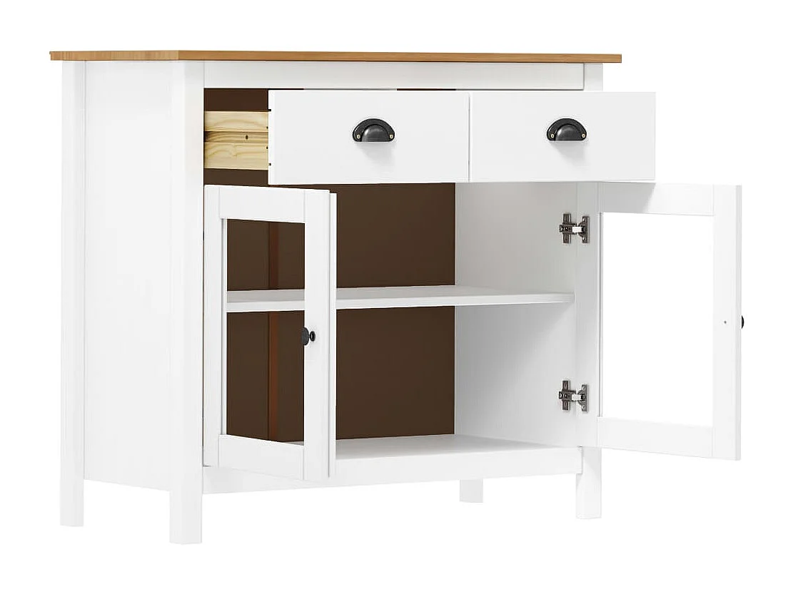 Buffet Hill Range Blanc 90x40x80 Bois de pin solide 2