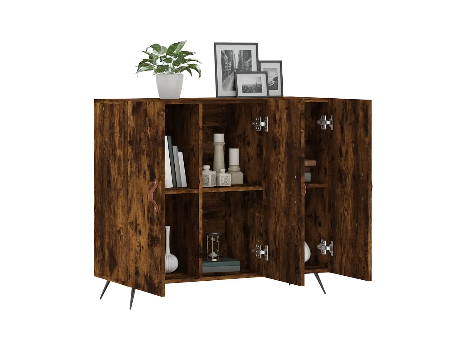 Buffet chêne fumé 90x34x80 bois d'ingénierie