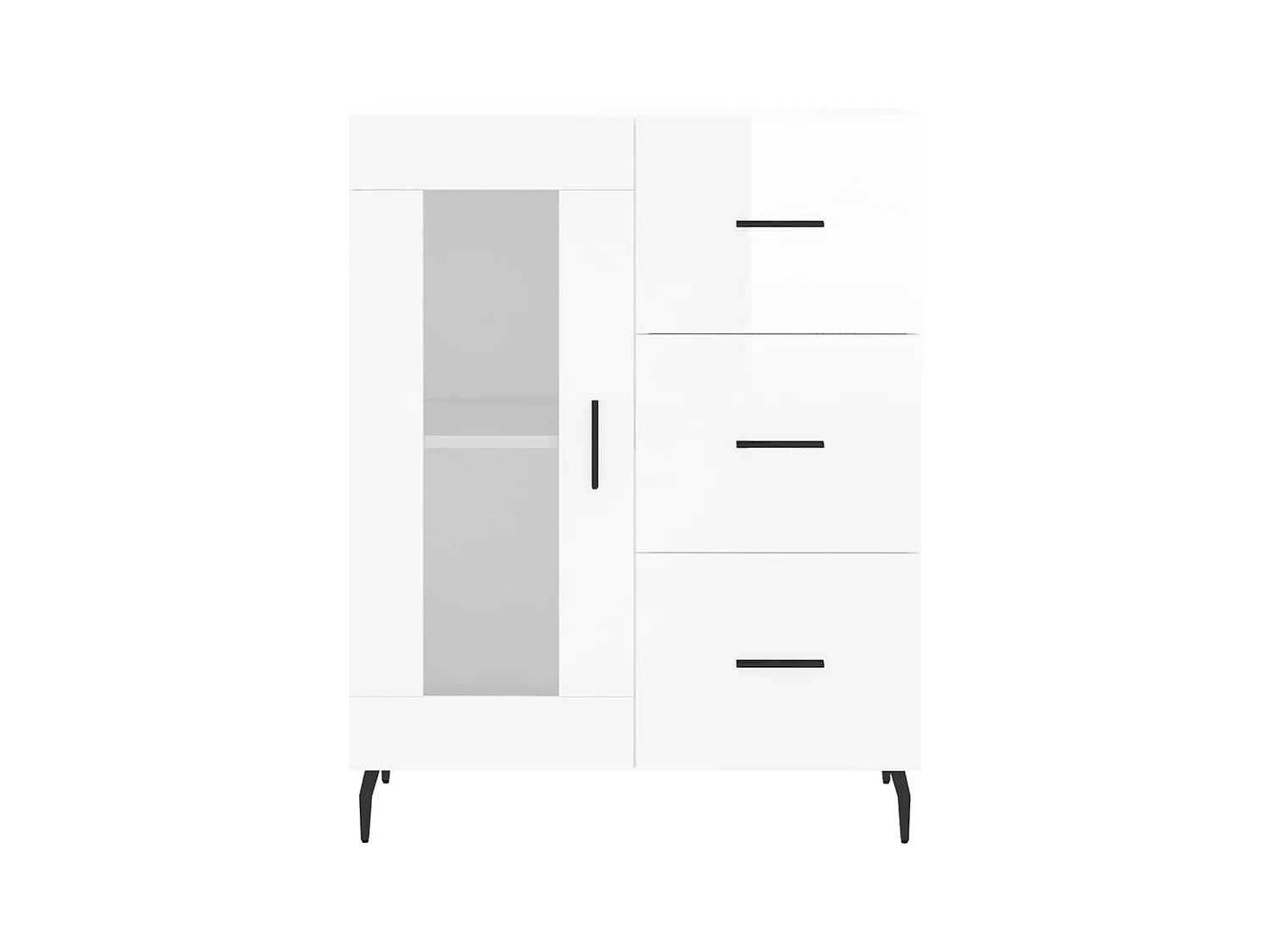 Buffet Blanc brillant 69,5x34x90 Bois d'ingénierie