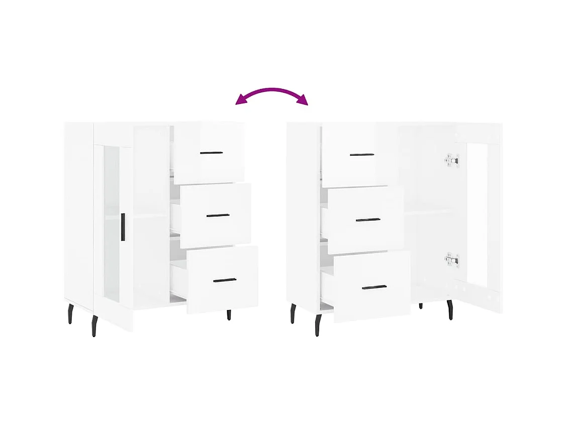 Buffet Blanc brillant 69,5x34x90 Bois d'ingénierie