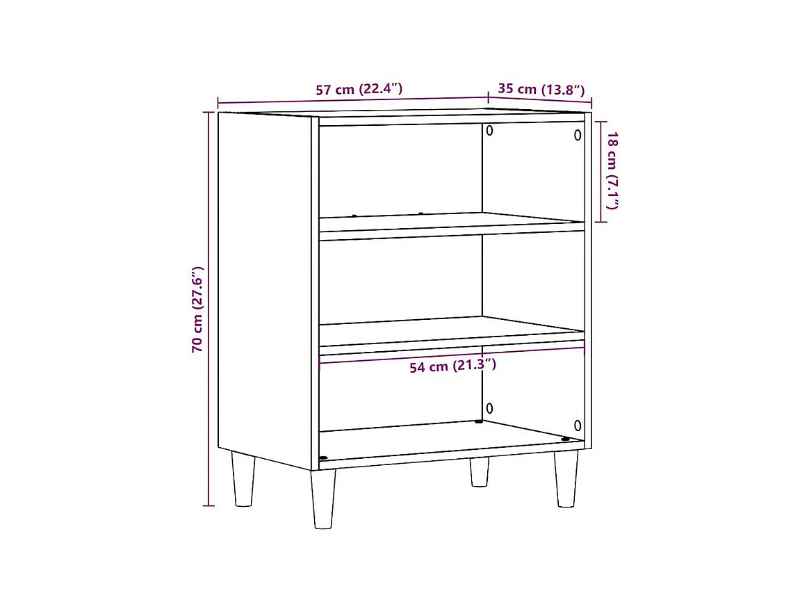 Buffet vieux bois 57x35x75 bois d'ingénierie