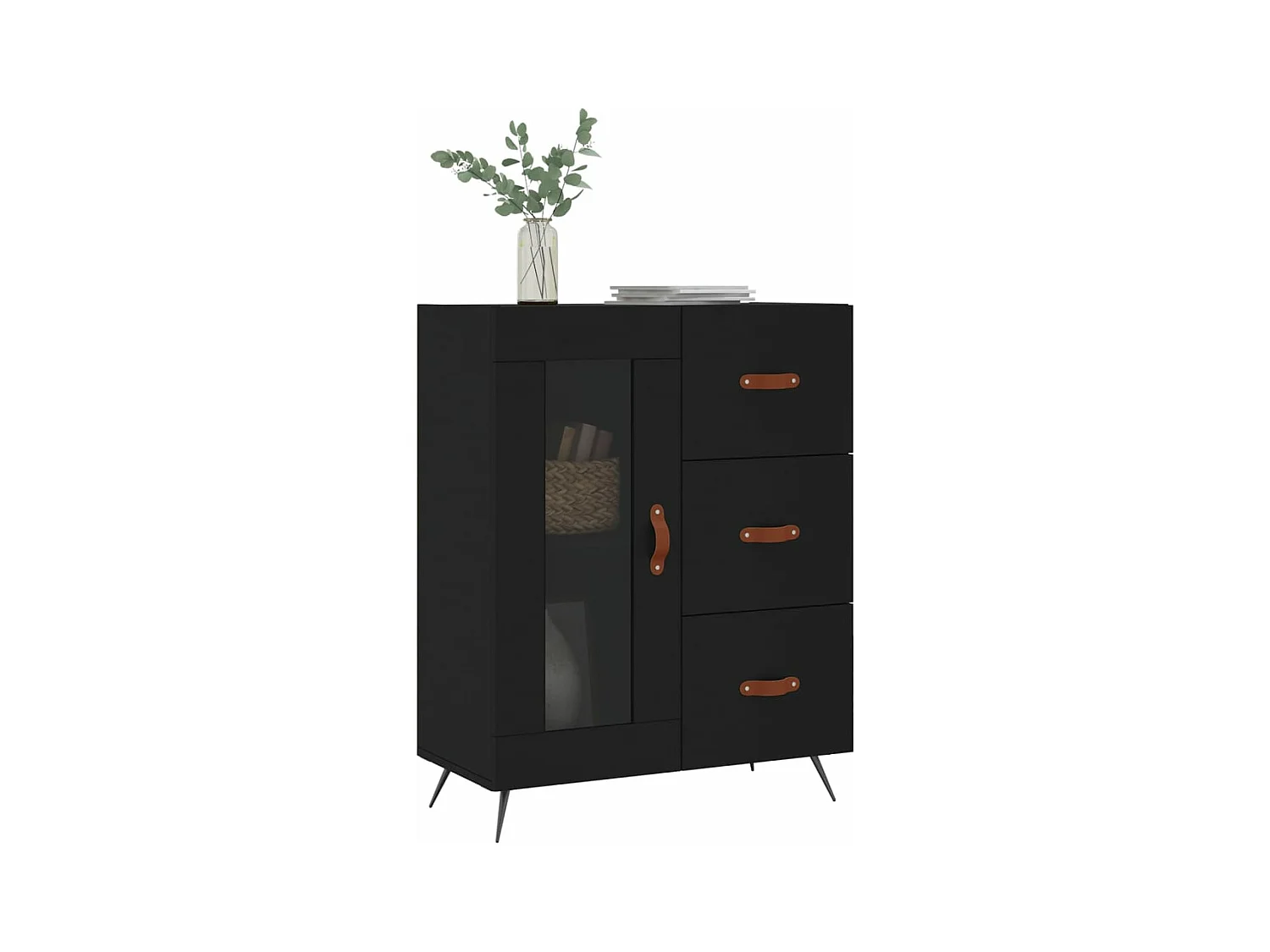 Buffet noir 69,5x34x90 bois d'ingénierie