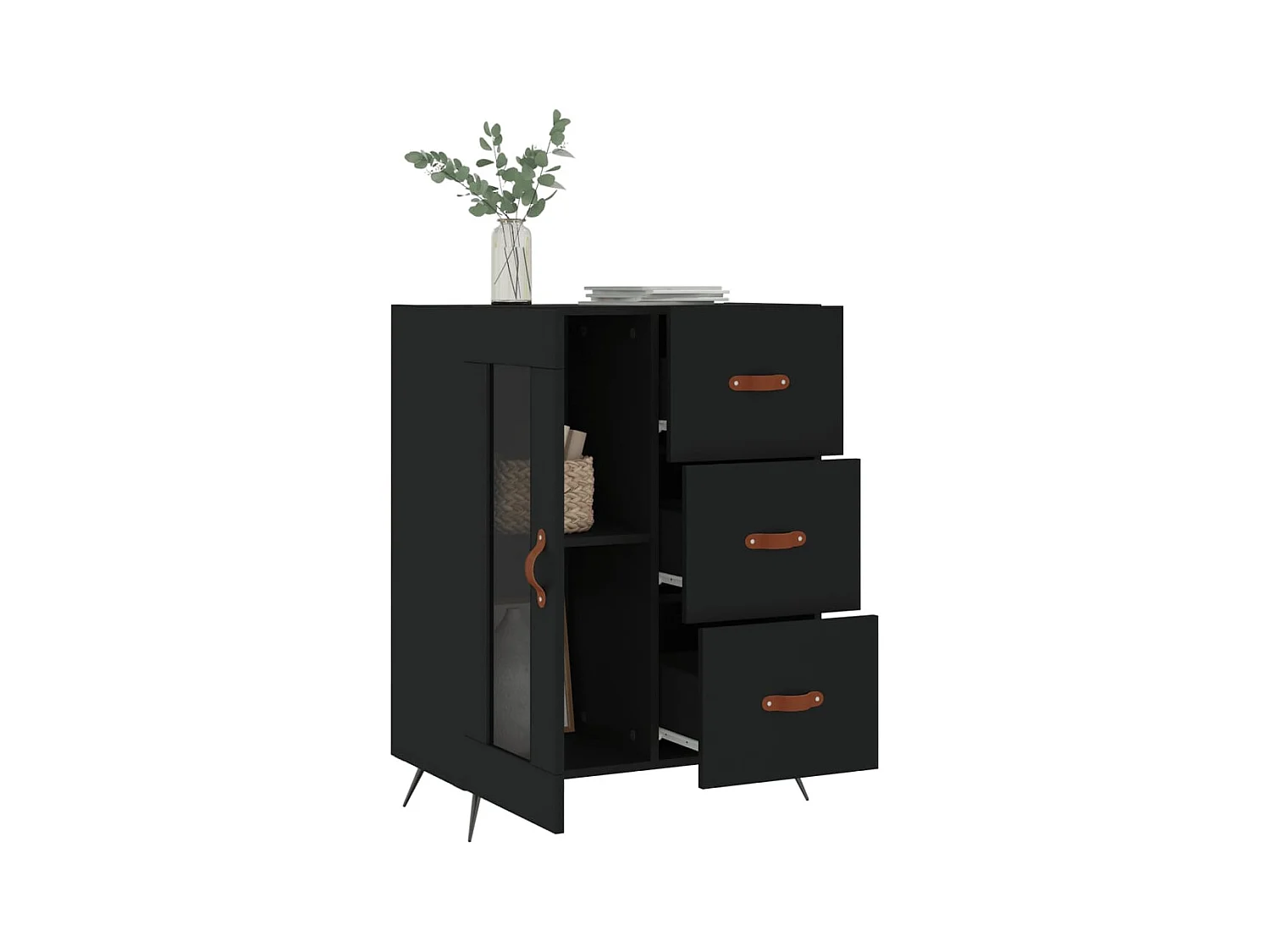 Buffet noir 69,5x34x90 bois d'ingénierie