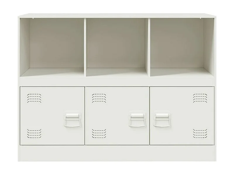 Meuble de rangement 3 portes 3 niches en acier Lazard 99cm - Style Industriel-Couleur Blanc