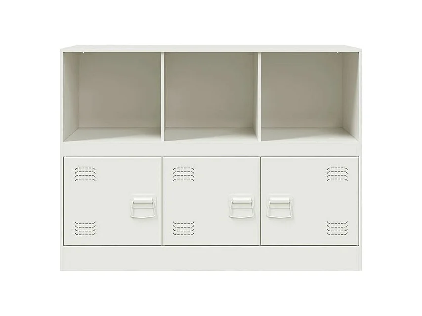 Meuble de rangement 3 portes 3 niches en acier Lazard 99cm - Style Industriel-Couleur Blanc
