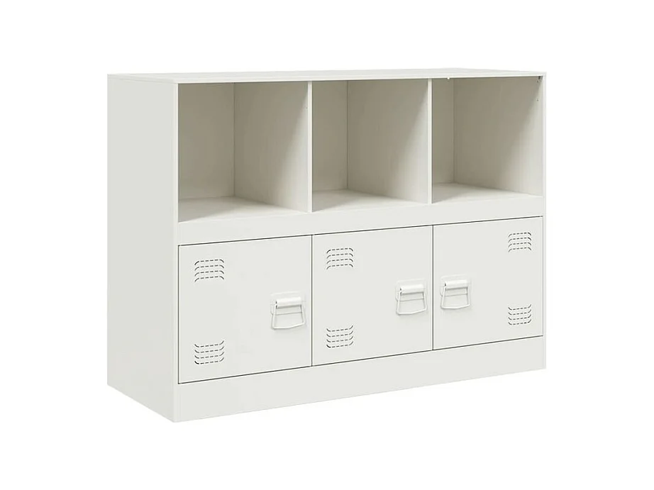 Meuble de rangement 3 portes 3 niches en acier Lazard 99cm - Style Industriel-Couleur Blanc