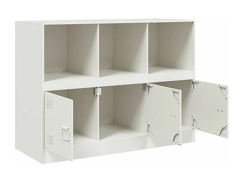 Meuble de rangement 3 portes 3 niches en acier Lazard 99cm - Style Industriel-Couleur Blanc