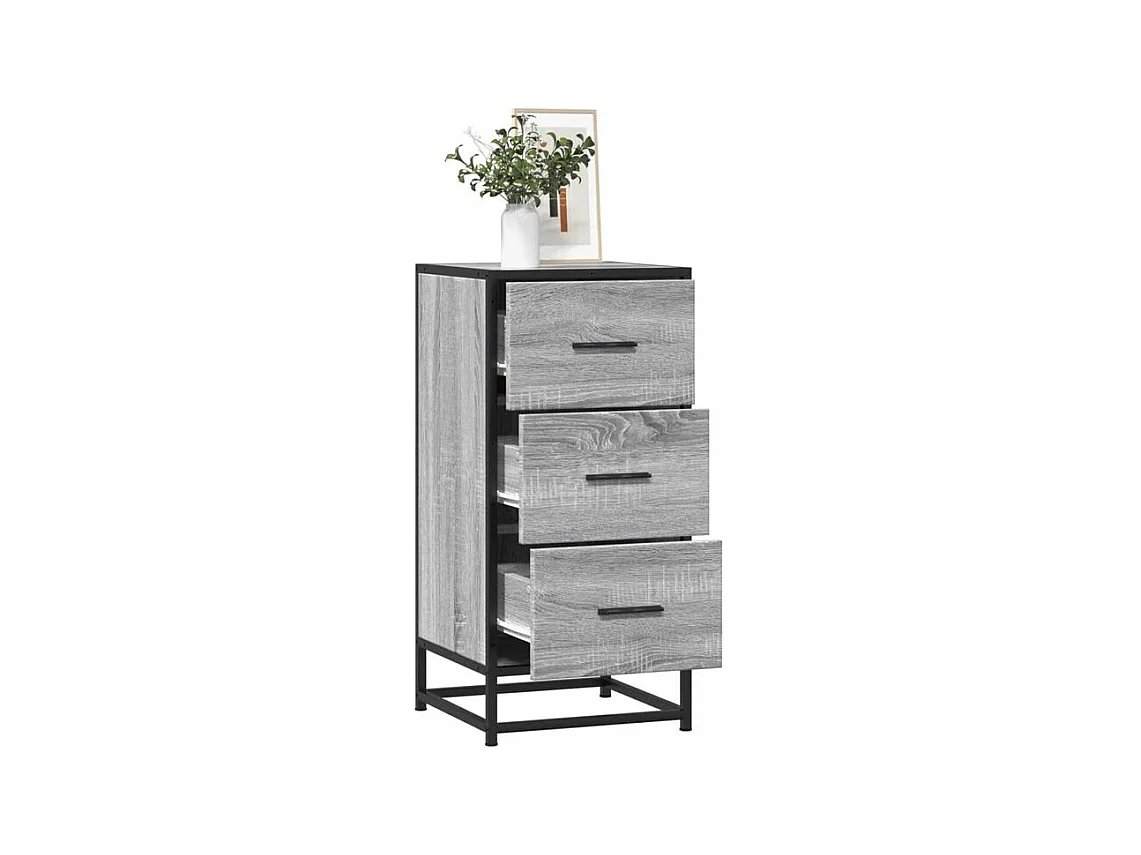 Buffet sonoma gris 35,5x35x76 bois d'ingénierie et métal