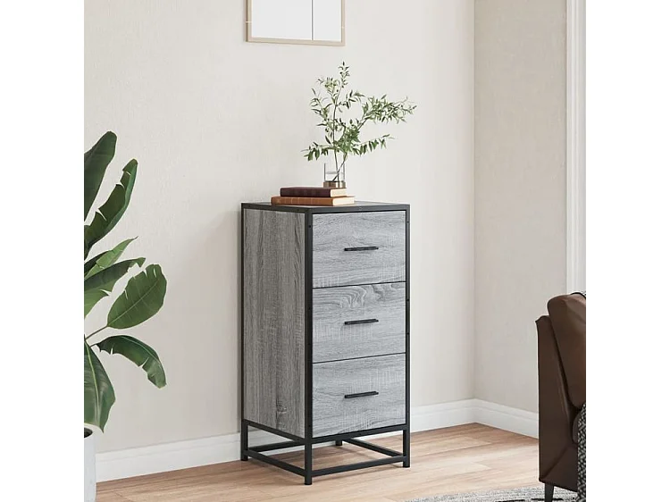 Buffet sonoma gris 35,5x35x76 bois d'ingénierie et métal