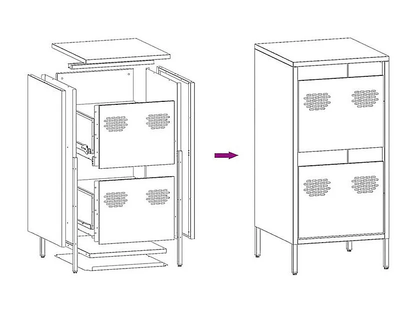 Buffet anthracite 35x39x73,5 acier laminé à froid
