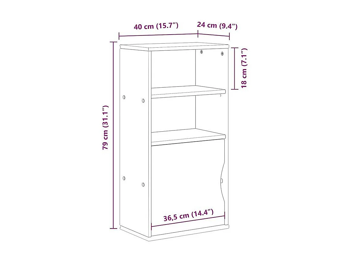 Armoire latérale ODDA 40x24x79 bois massif pin