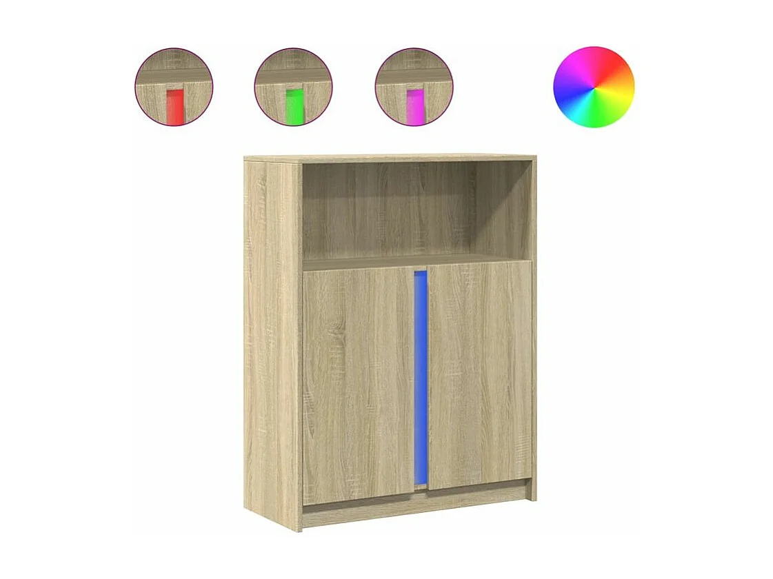 Buffet avec LED chêne sonoma 77x34x100 bois d'ingénierie