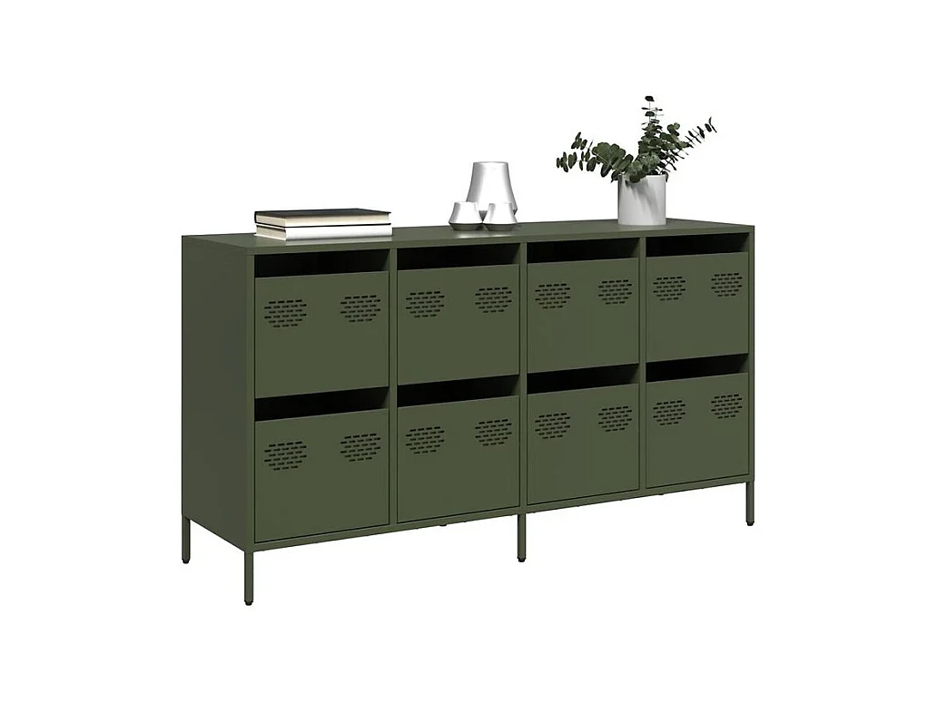 Buffet vert olive 135x39x73,5 acier laminé à froid