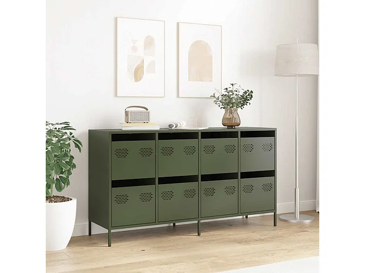 Buffet vert olive 135x39x73,5 acier laminé à froid
