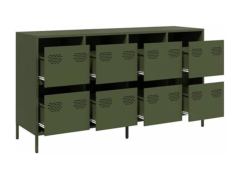 Buffet vert olive 135x39x73,5 acier laminé à froid