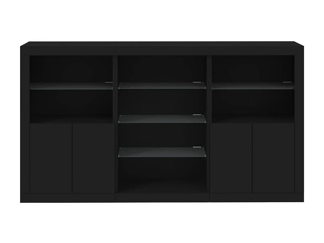 Buffet avec lumières LED noir 181,5x37x100