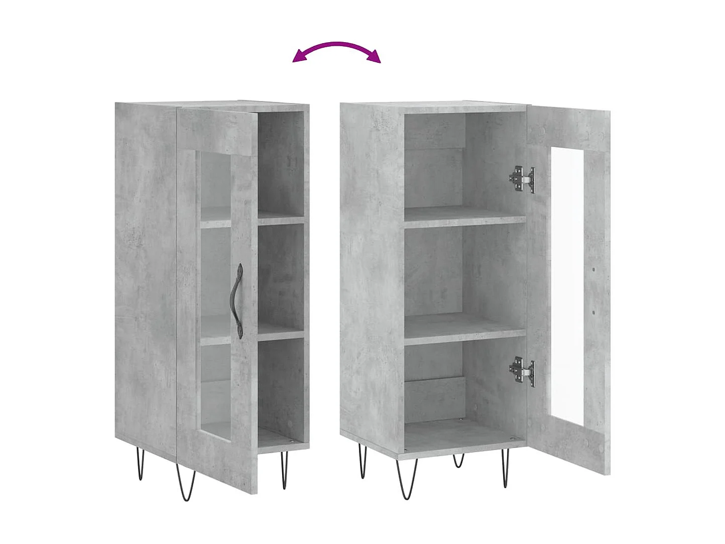 Buffet Gris béton 34,5x34x90 Bois d'ingénierie