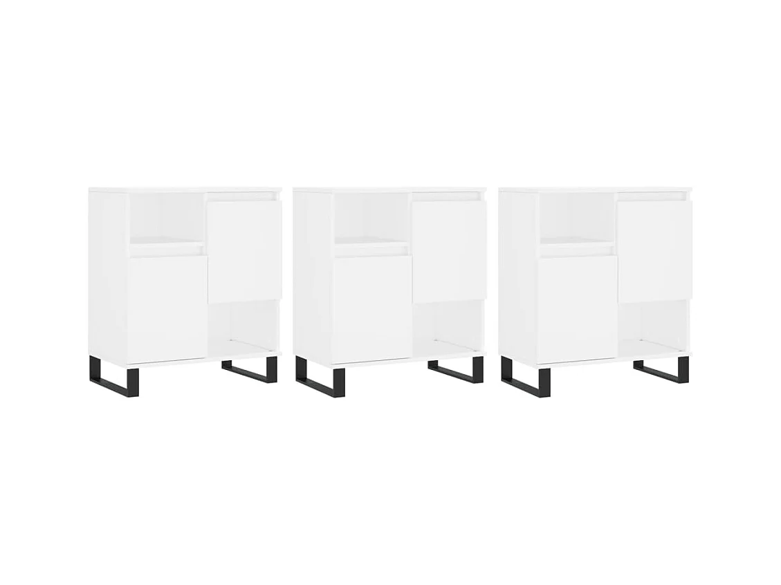 Buffets 3 pcs Blanc Bois d'ingénierie