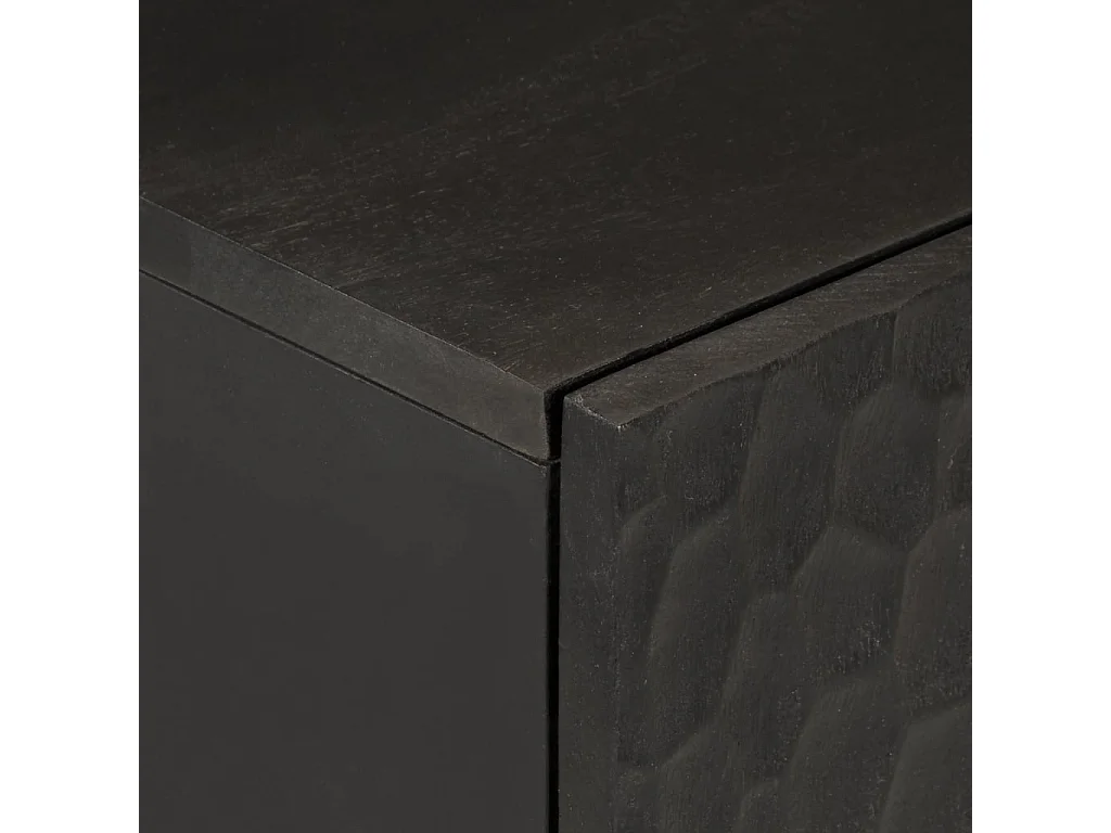 Armoire latérale noir 40x33x75 bois massif de manguier