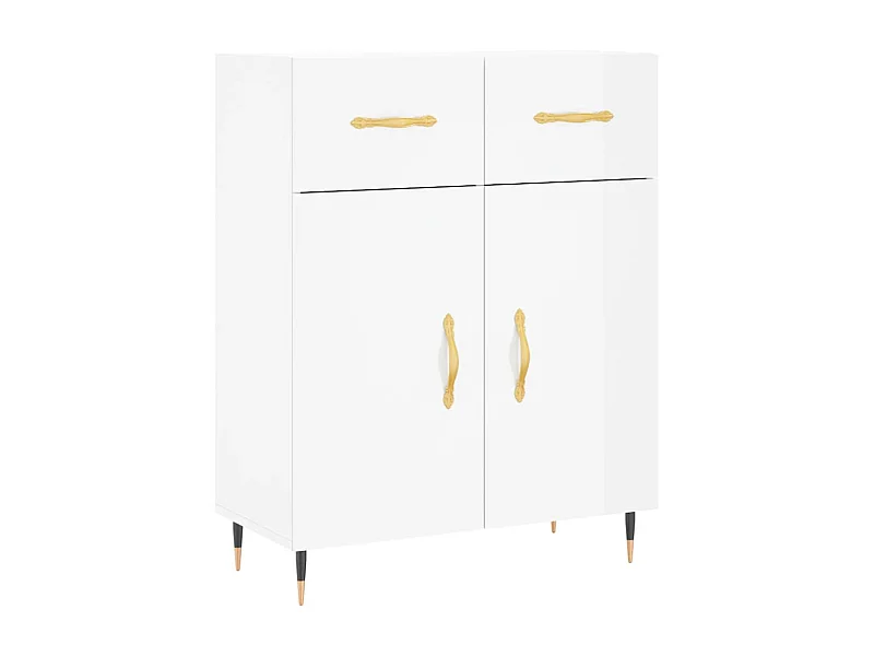 Buffet Blanc brillant 69,5x34x90 Bois d'ingénierie