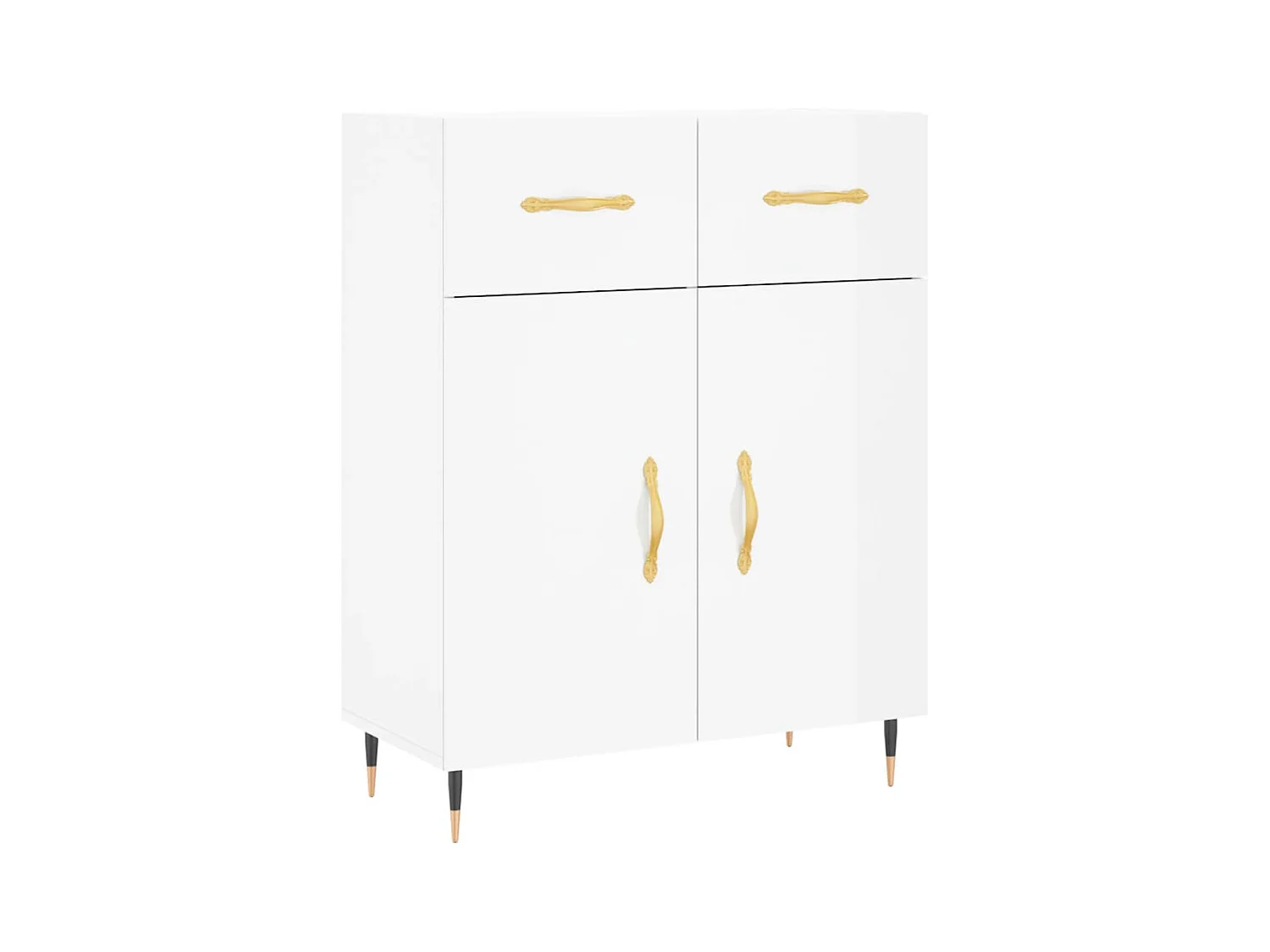 Buffet Blanc brillant 69,5x34x90 Bois d'ingénierie