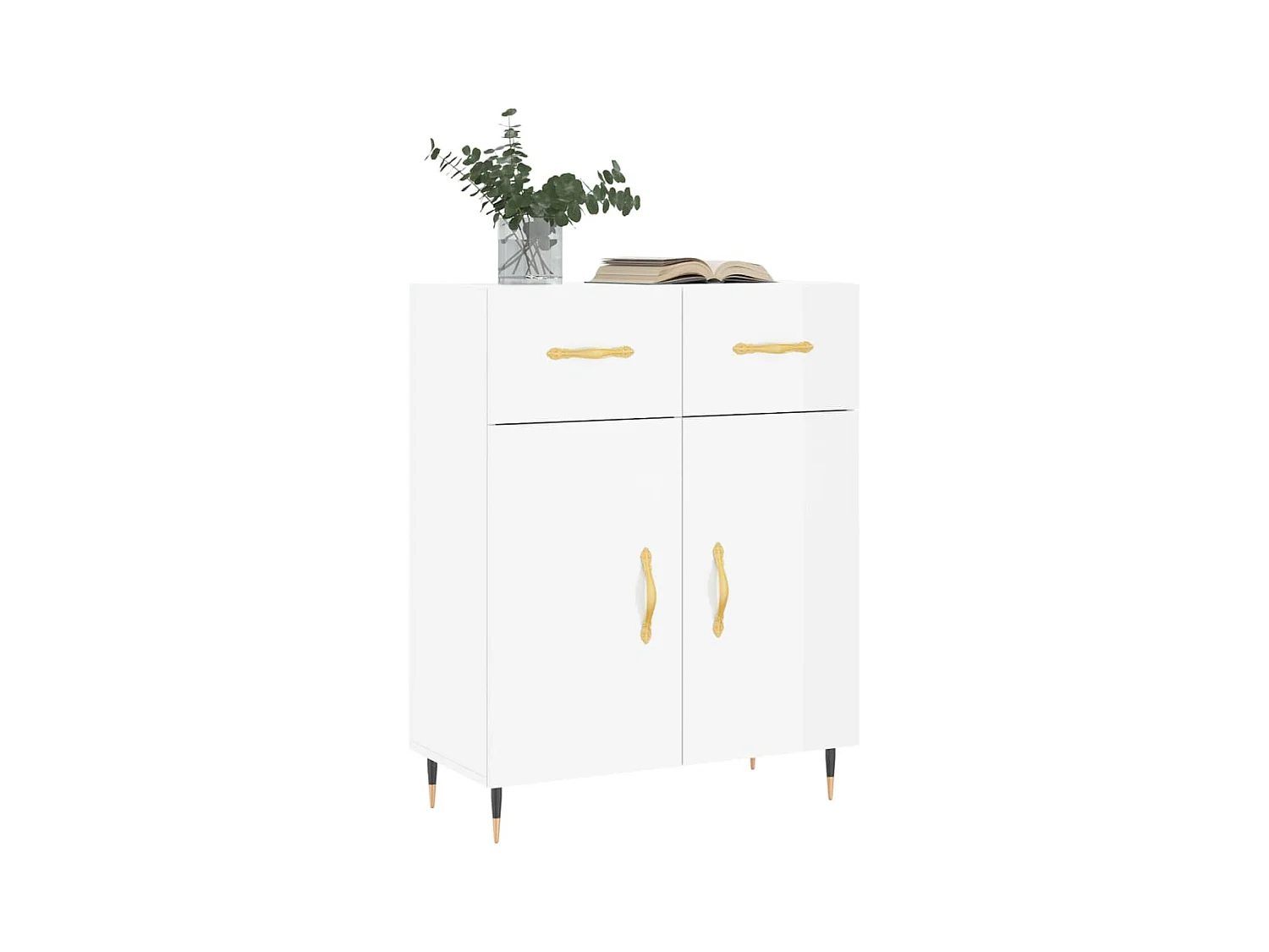 Buffet Blanc brillant 69,5x34x90 Bois d'ingénierie