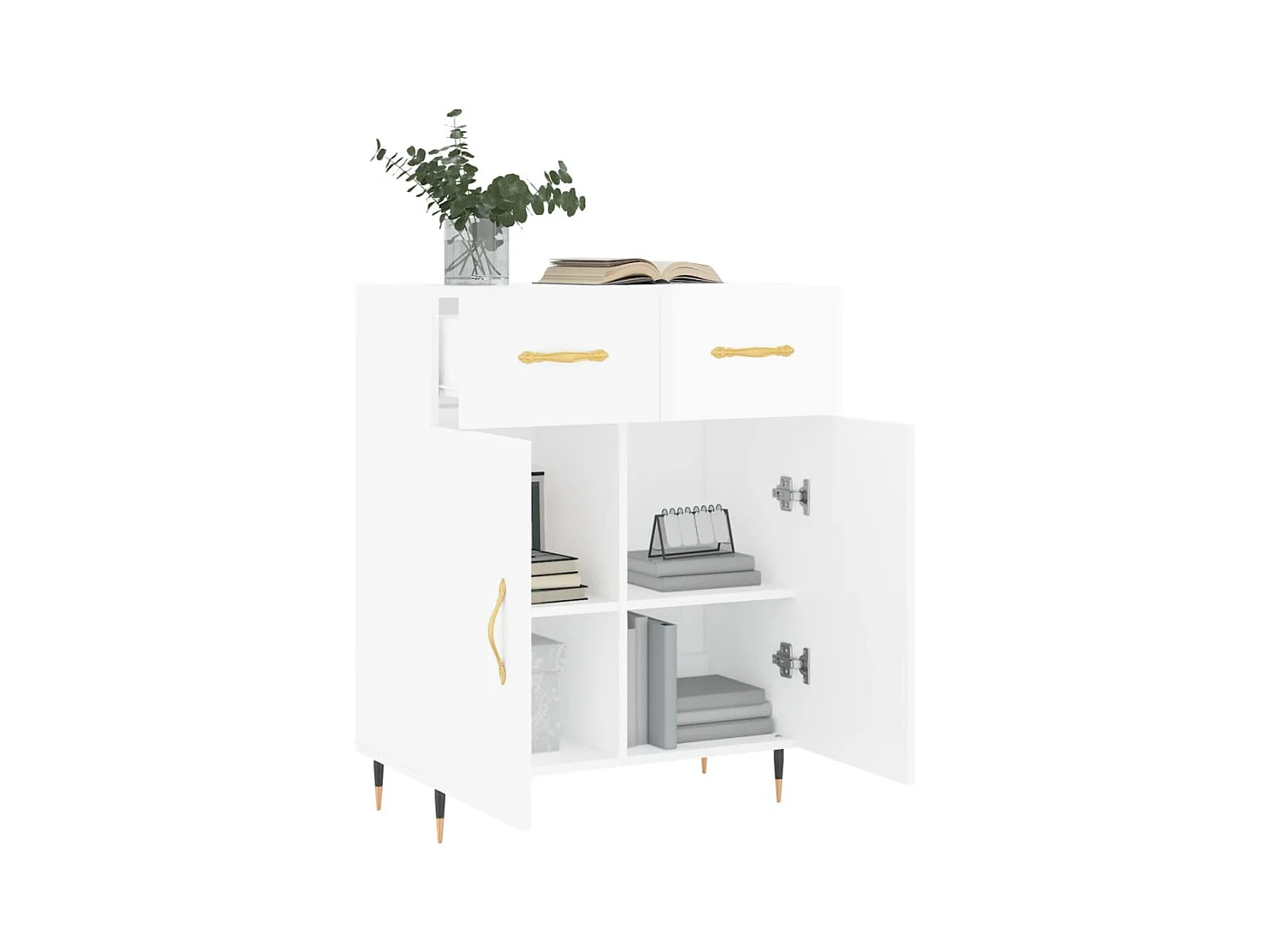 Buffet Blanc brillant 69,5x34x90 Bois d'ingénierie