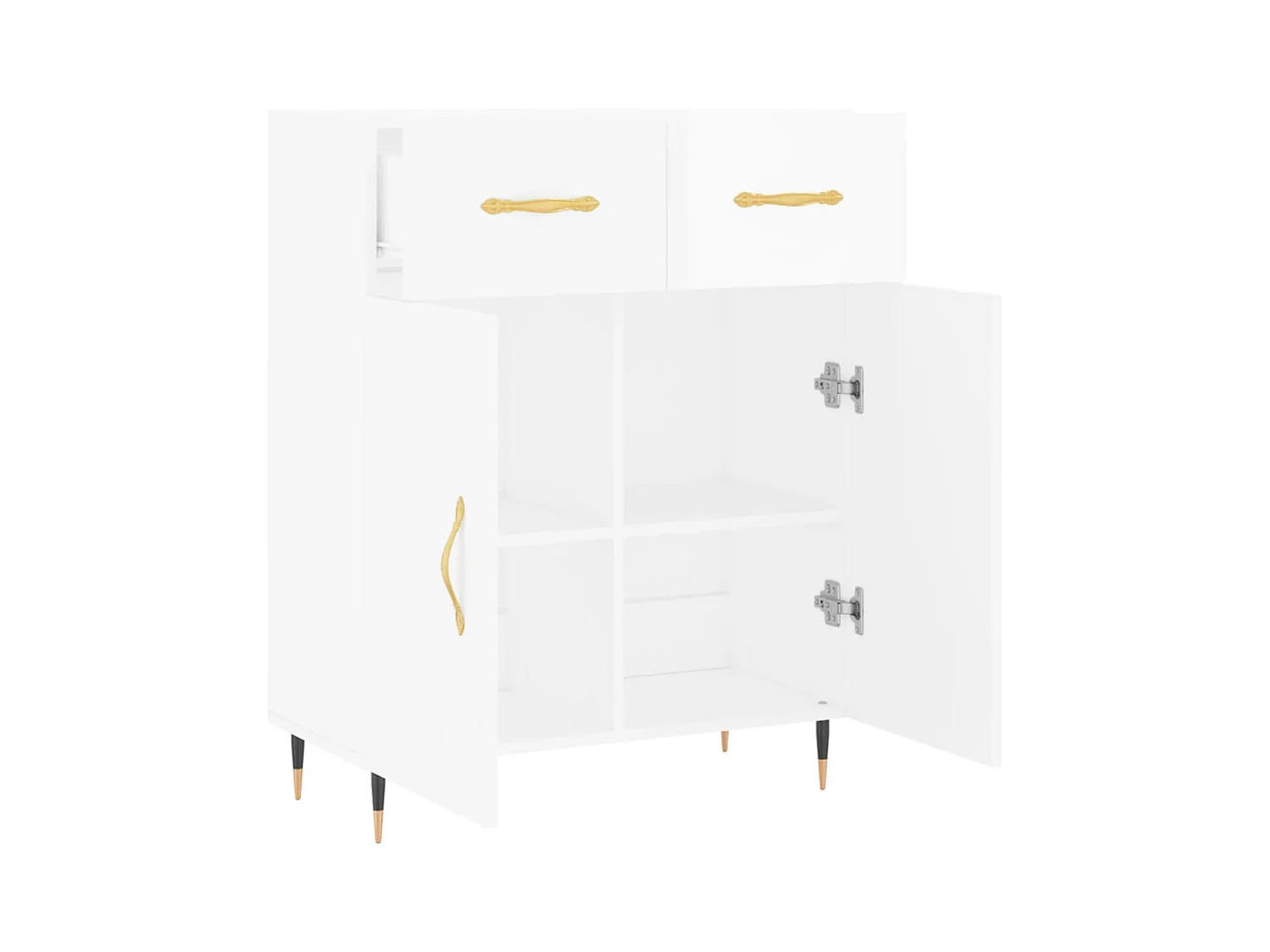 Buffet Blanc brillant 69,5x34x90 Bois d'ingénierie