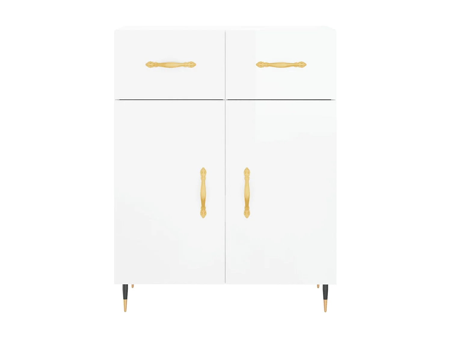 Buffet Blanc brillant 69,5x34x90 Bois d'ingénierie
