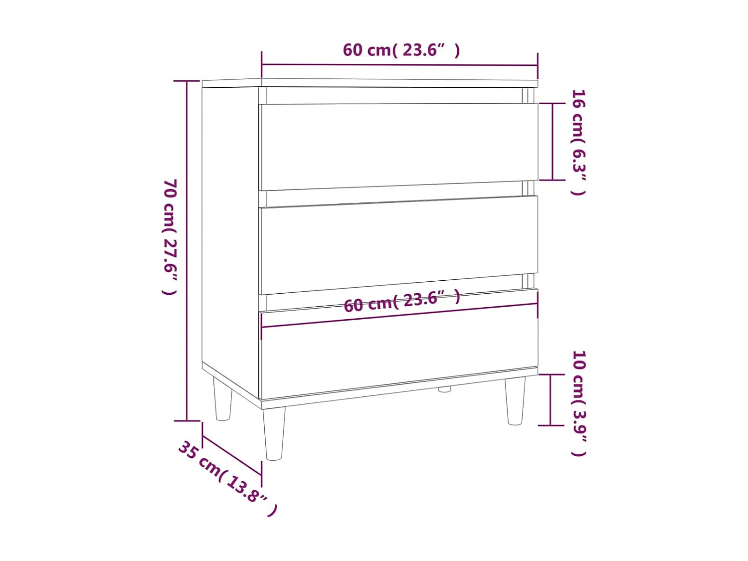 Buffet Chêne sonoma 60x35x70 Bois d'ingénierie