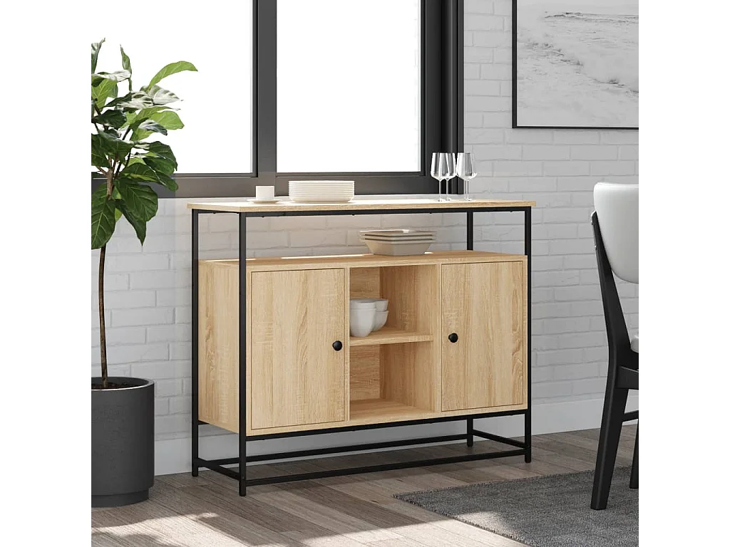 Buffet chêne sonoma 100x35x80 bois d'ingénierie