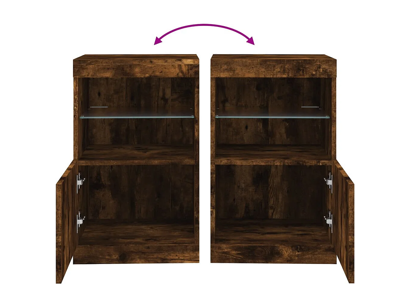 Buffet avec lumières LED chêne fumé 41x37x67