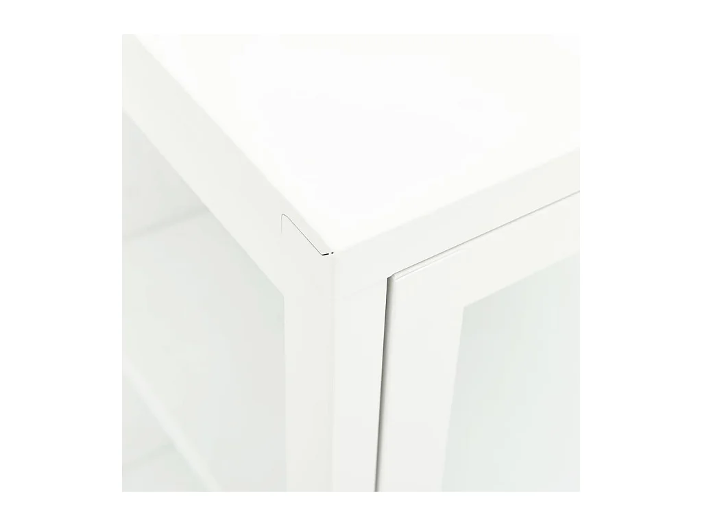 Buffet Verla 105cm – Acier et verre trempé-Couleur Blanc