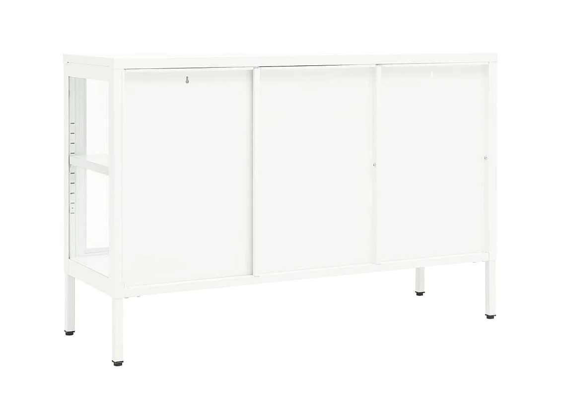 Buffet Verla 105cm – Acier et verre trempé-Couleur Blanc