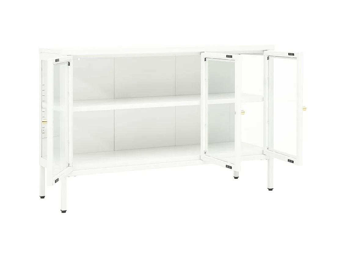 Buffet Verla 105cm – Acier et verre trempé-Couleur Blanc