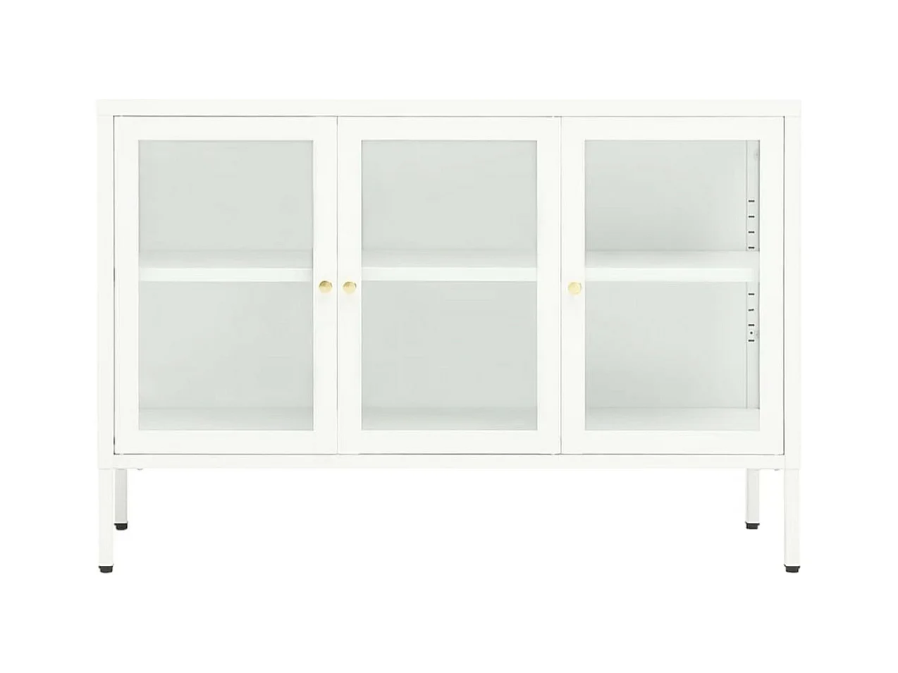 Buffet Verla 105cm – Acier et verre trempé-Couleur Blanc