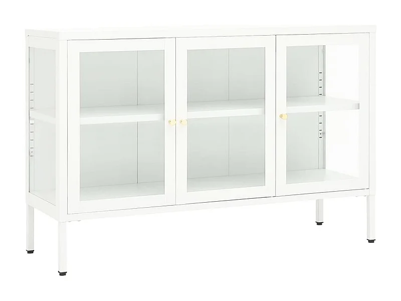 Buffet Verla 105cm – Acier et verre trempé-Couleur Blanc