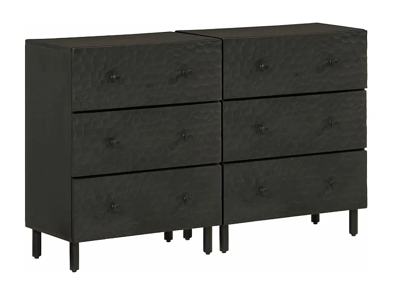 Armoires latérales 2pcs noir 60x33x75 bois massif de manguier